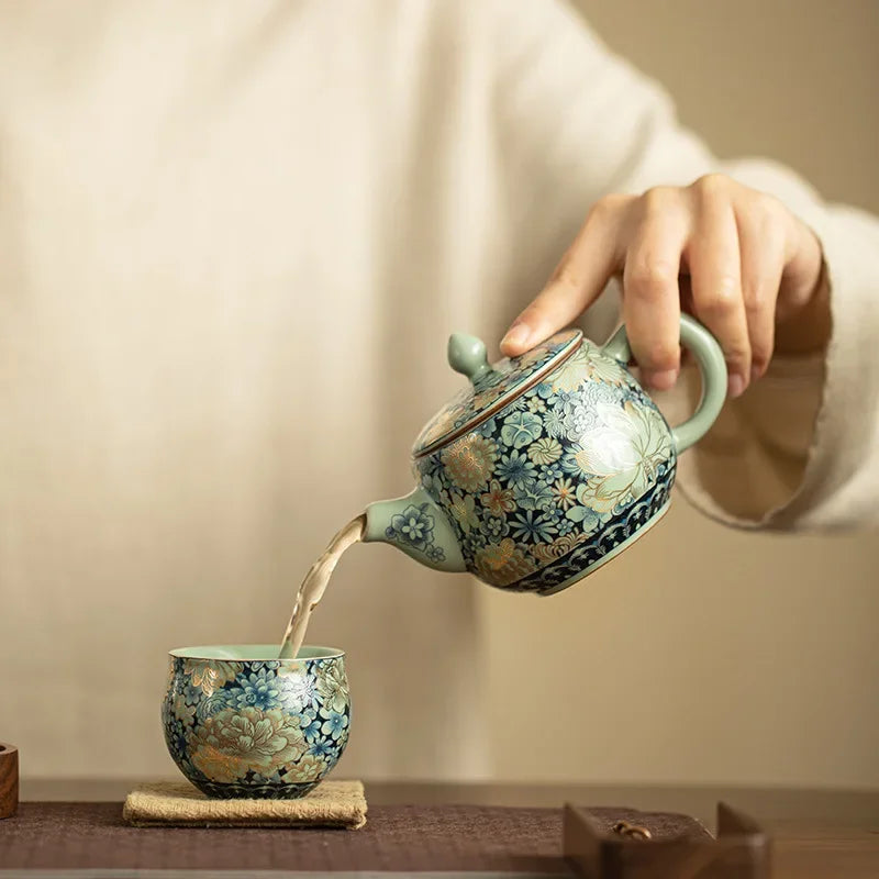 Théière en Porcelaine | Harmonie Bleue