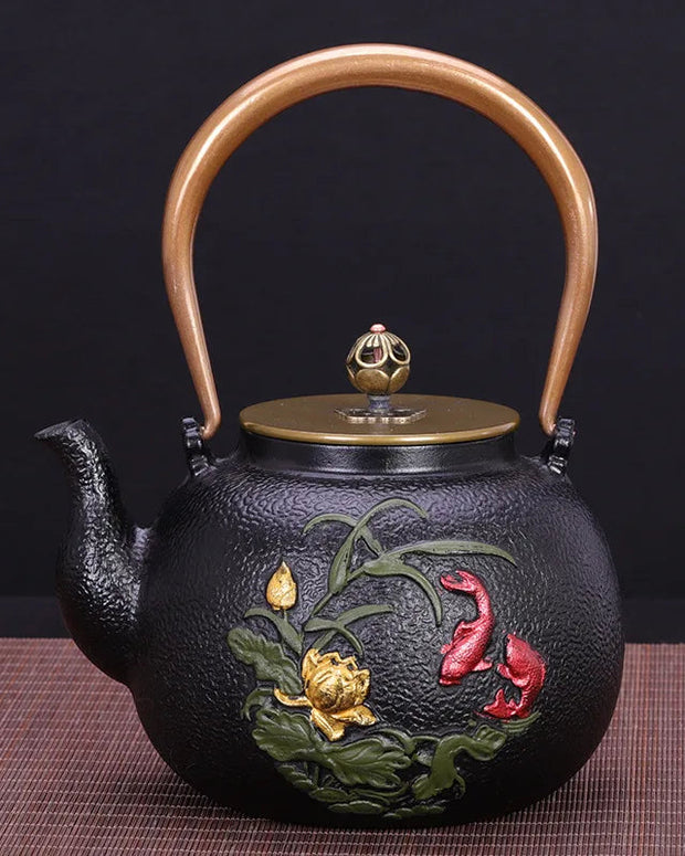Théière en fonte | Motif poisson