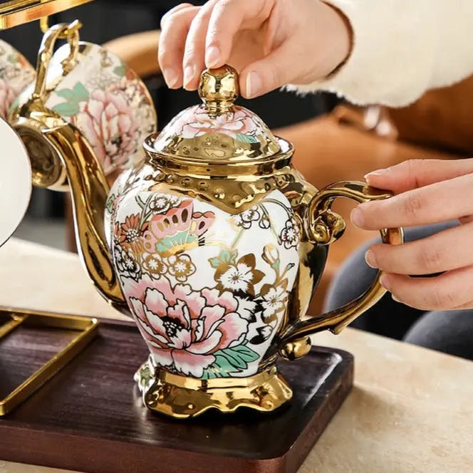 Service à thé Anglais | Blanc à Fleurs