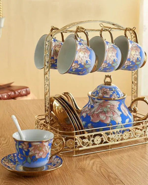 Service à thé Anglais | Bleu en Porcelaine
