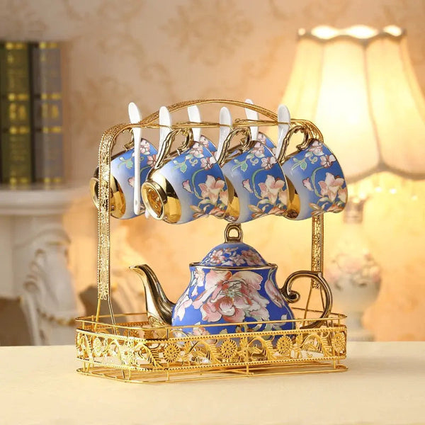 Service à thé Anglais | Bleu en Porcelaine