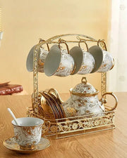 Service à thé Anglais <br> porcelaine blanche et Or